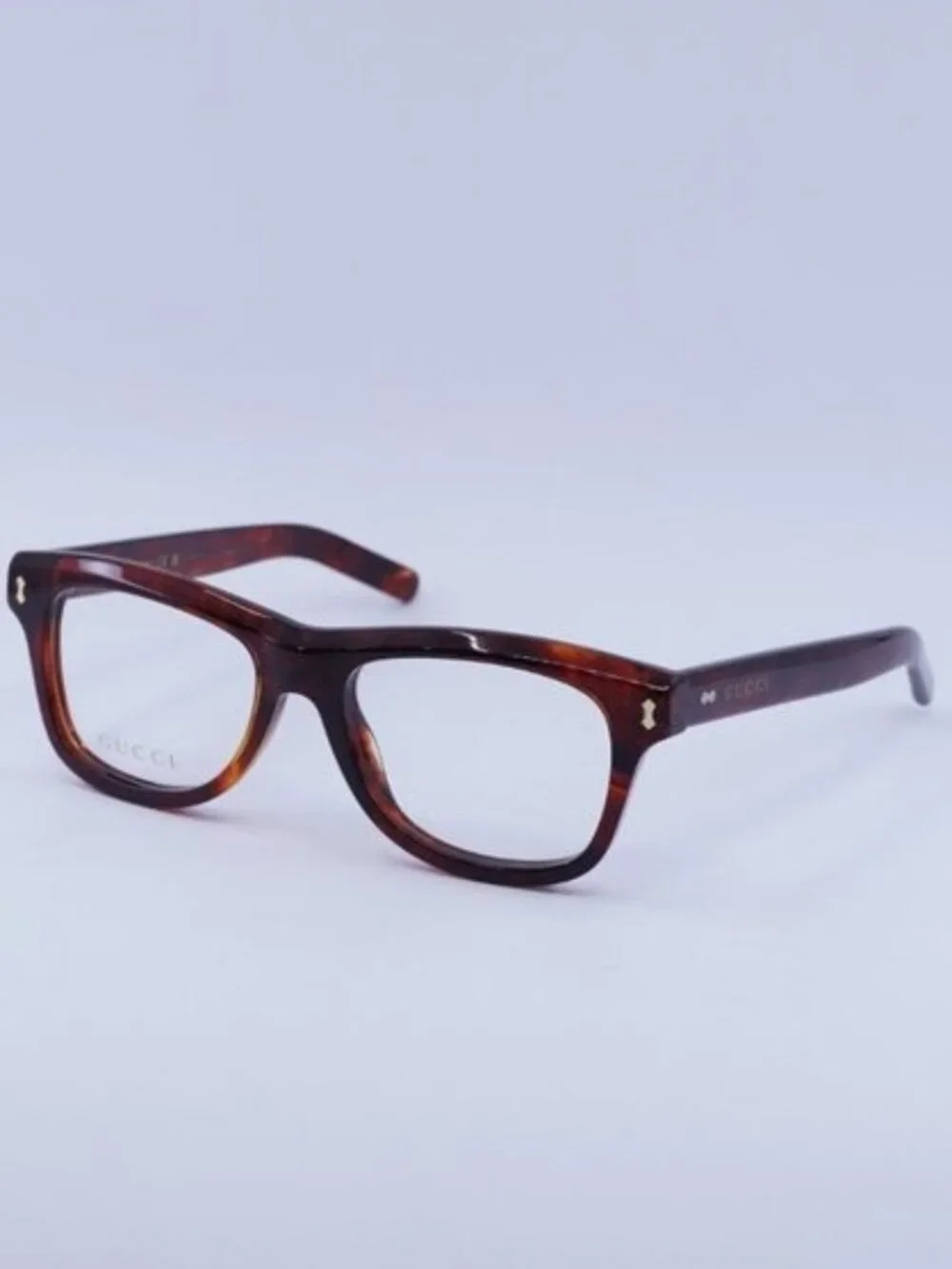 Gucci GG1526O 003 Eyeglasses Shiny Reddish Havana 52mm Square Frame